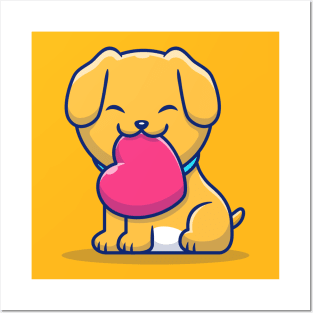 Cute Dog Bitting Love Posters and Art